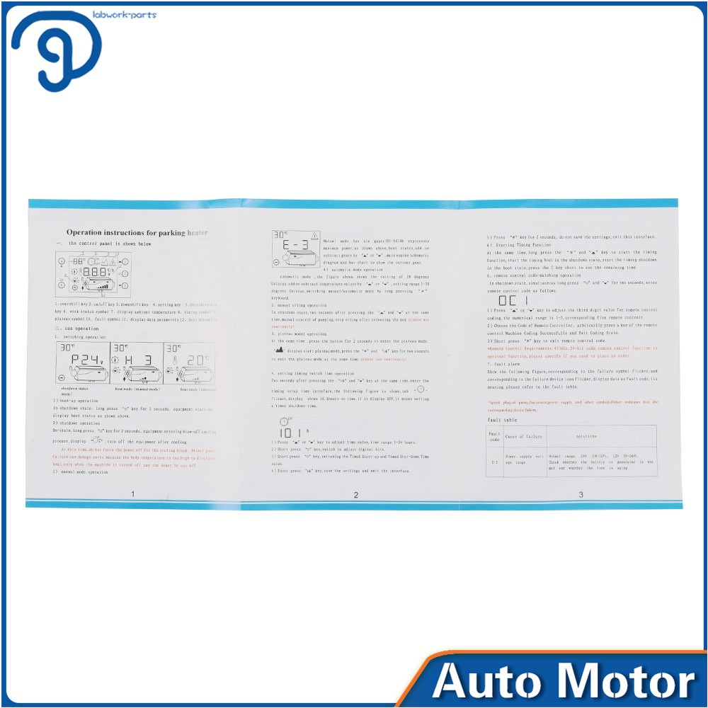 For Trucks Trailer 10L Tank 12V Diesel Air Diesel Heater Remote W/LCD Thermostat