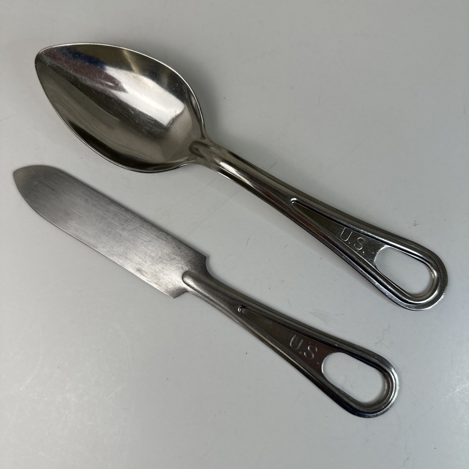 USGI Vintage Military Mess Kit Knife & Spoon Utensils Used