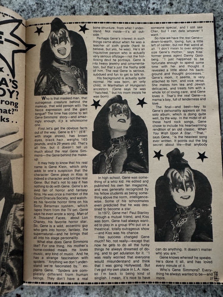 KISS 1978 TEEN SPECTACULAR MAGAZINE GENE PAUL ACE PETER AUCOIN VINTAGE MEGA RARE