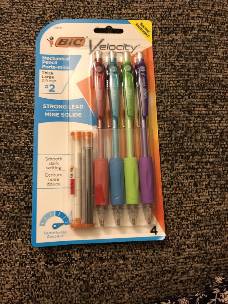 BIC, Mechanical Pencils, VELOCITY, 0.9mm, THICK, #2, COMFORTABLE GRIP