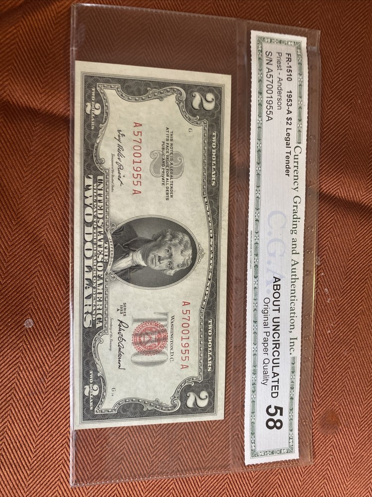 1953 2 Dollar Bill American Red Seal Sealed