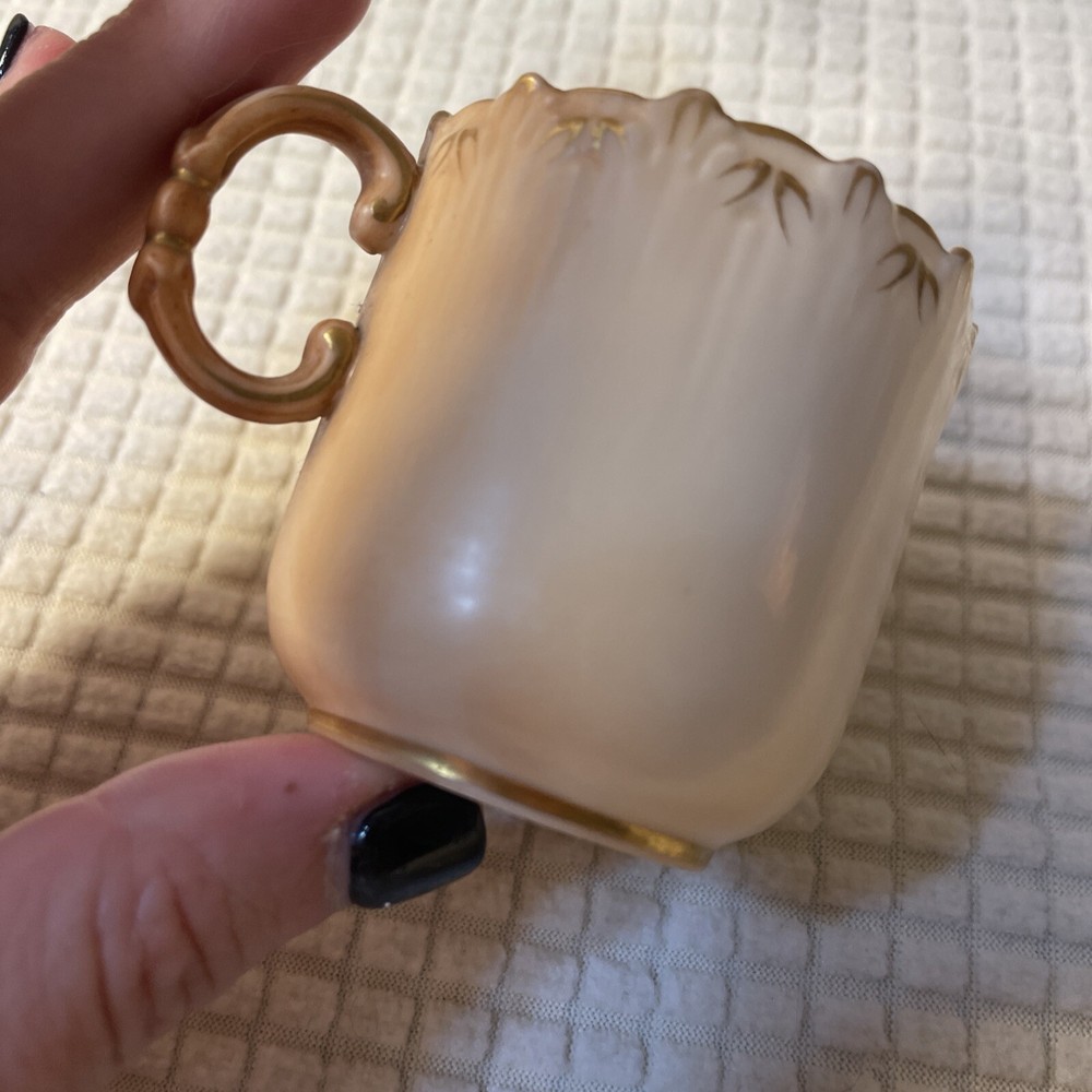 Antique Locke & Co Worcester England Blush Cream Tiny Teacup 2”