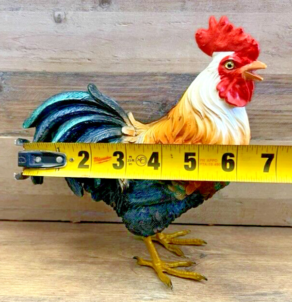 Rooster White Resin Tabletop Decor 7.5" x 7"