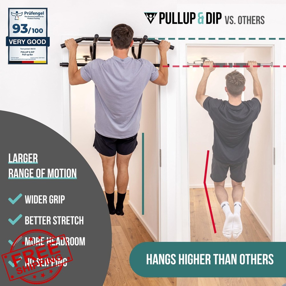 PULLUP and DIP Door Frame Pull-up Bar No Screws Padded
