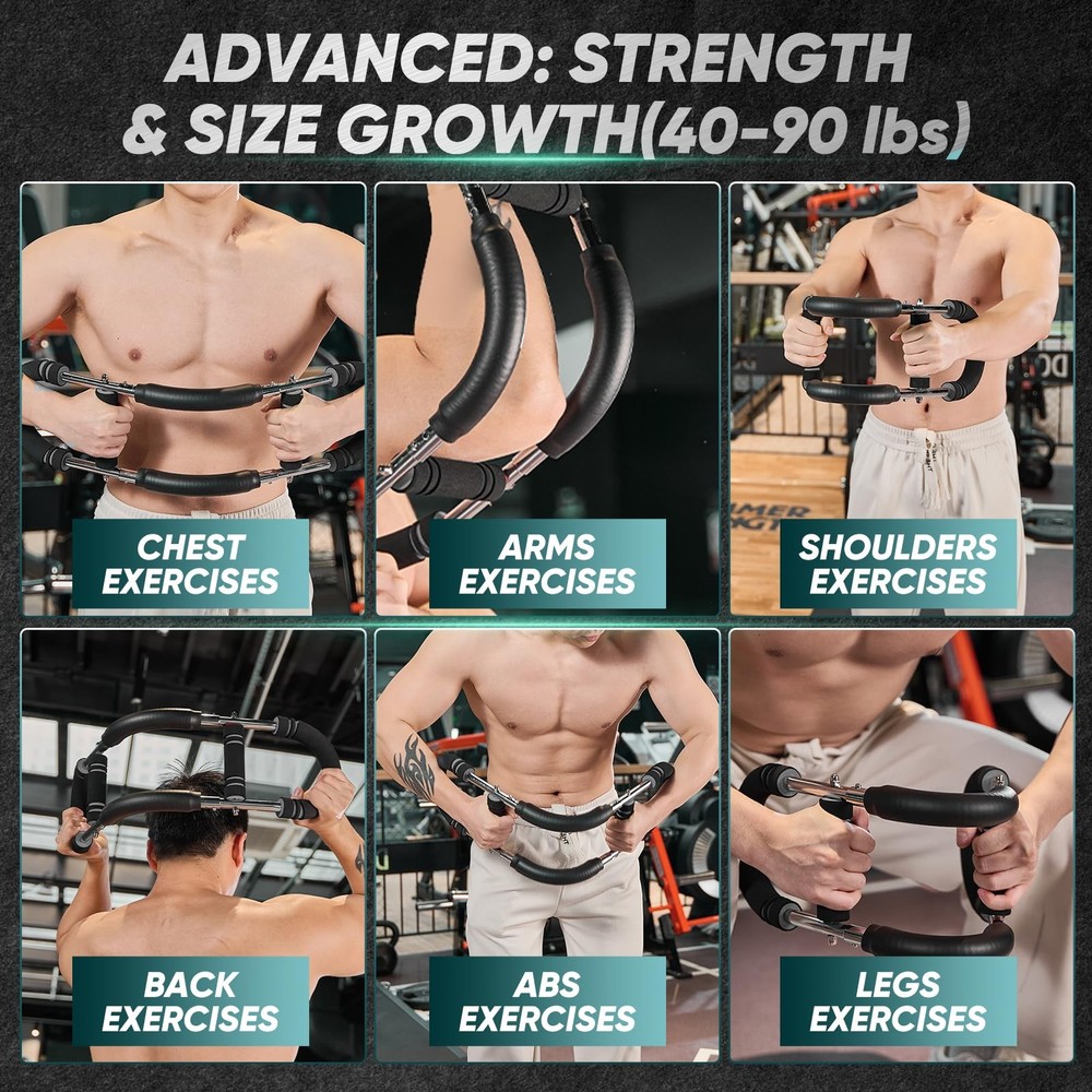 SakerPlus Twister Arm Trainer, Adjustable Spring Chest Expander Forearm Black