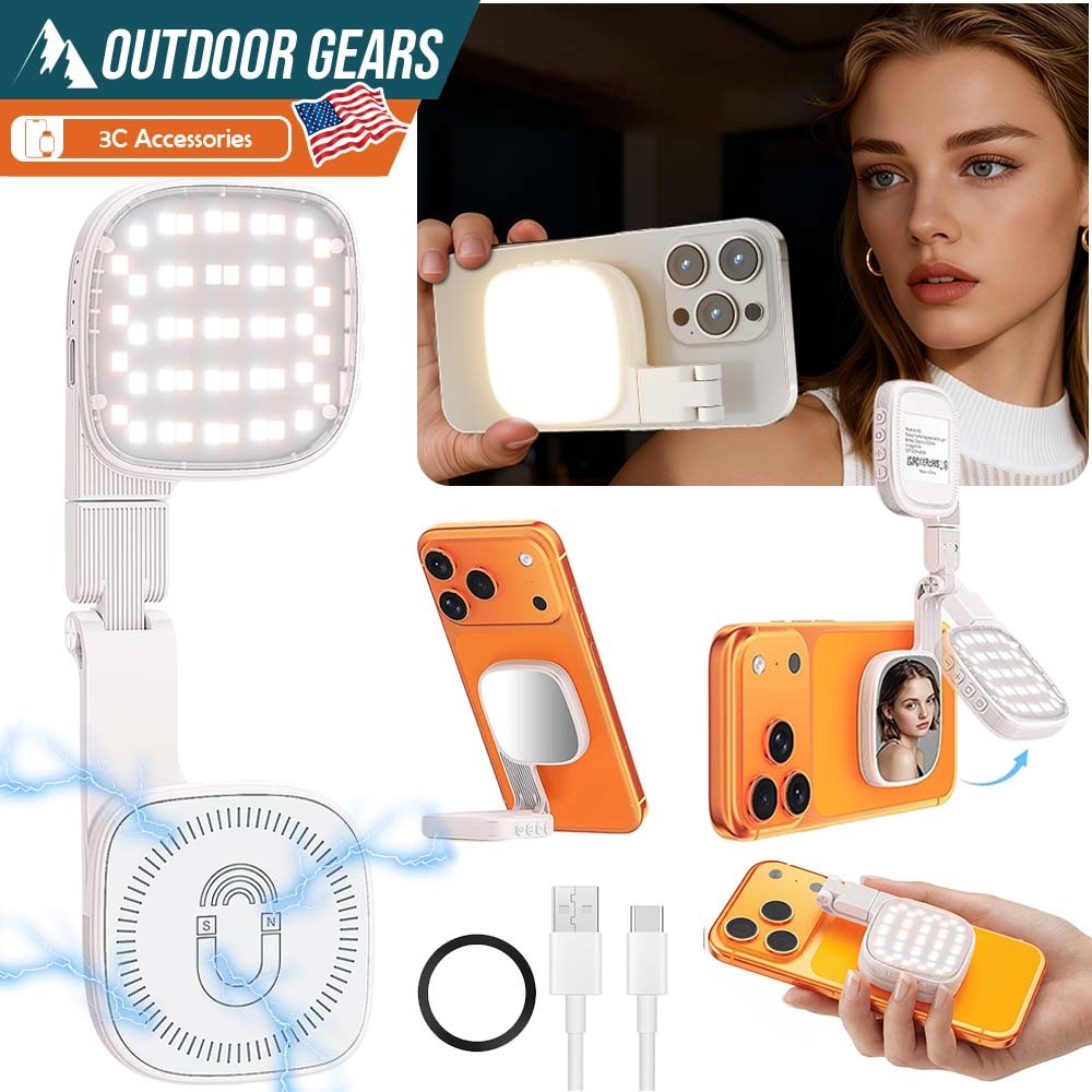 Magnetic Selfie Light with Mirror Portable LED Fill Lights for Makeup Video Call