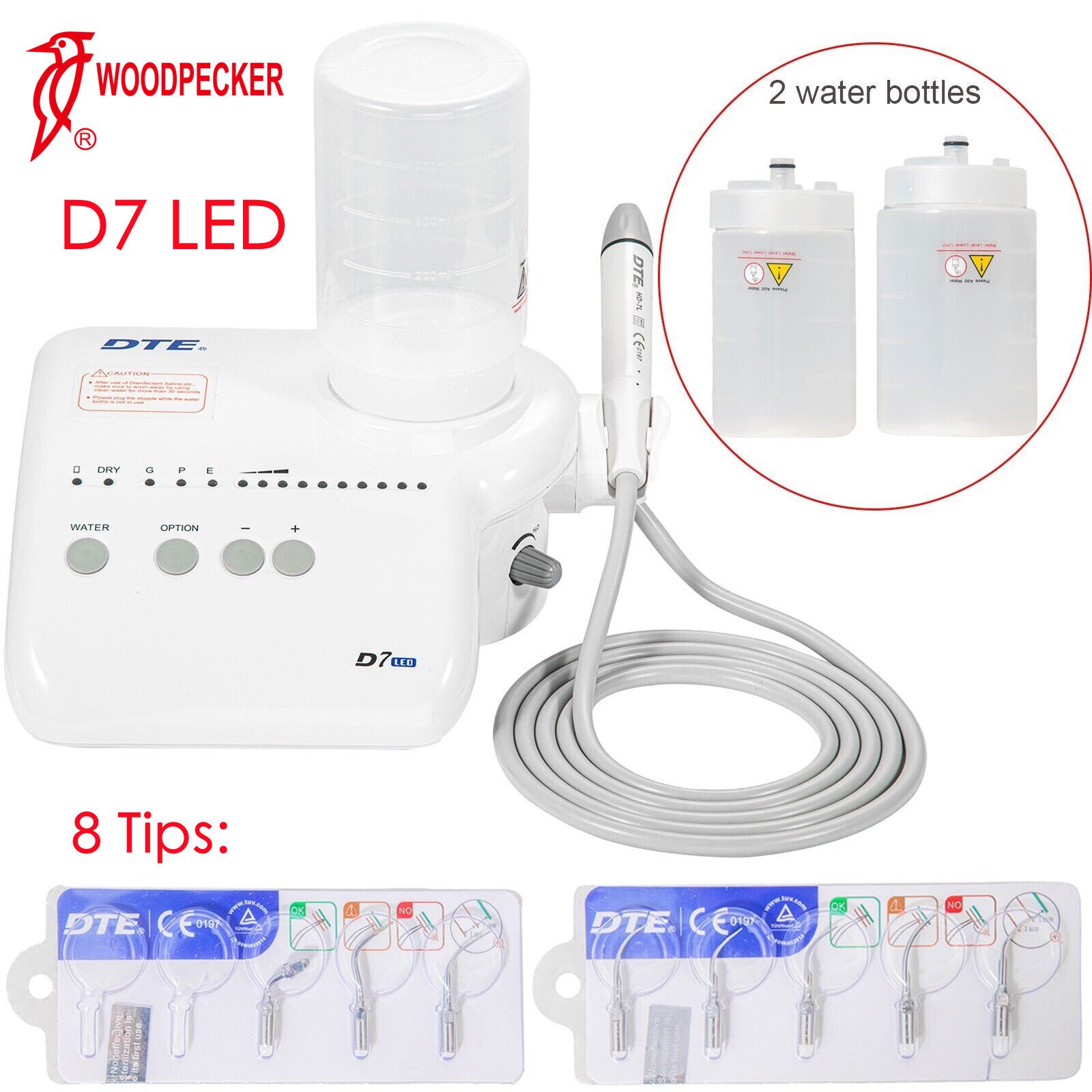Woodpecker DTE D7 LED Dental Ultrasonic Piezo Scaler HD-7L Fit SATELEC Handpiece