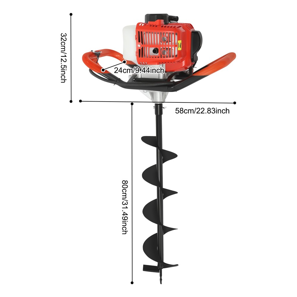 2.3HP Post Hole Digger Kit with 3 Drill Bits – Durable Earth Auger