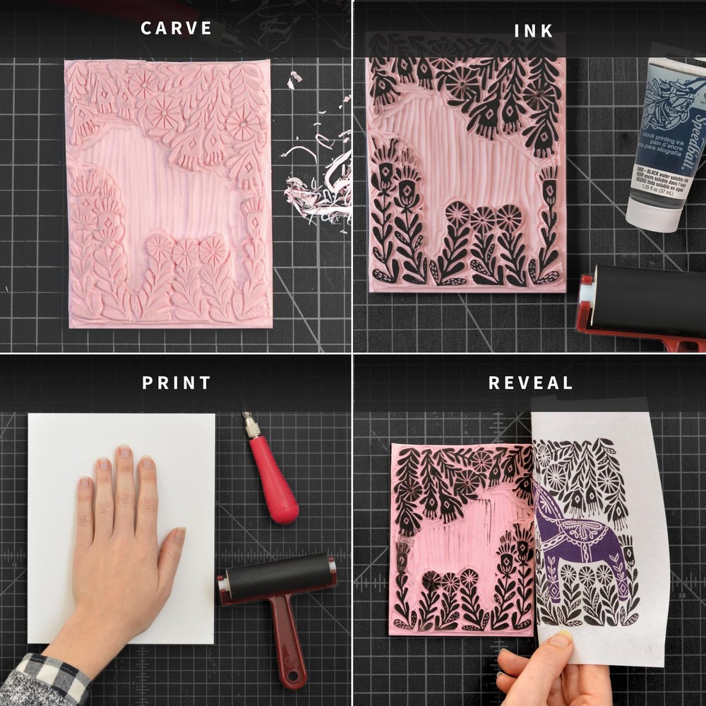 Speedball 3471 Super Value Block Printing Starter Kit – Includes Ink, Brayer,...