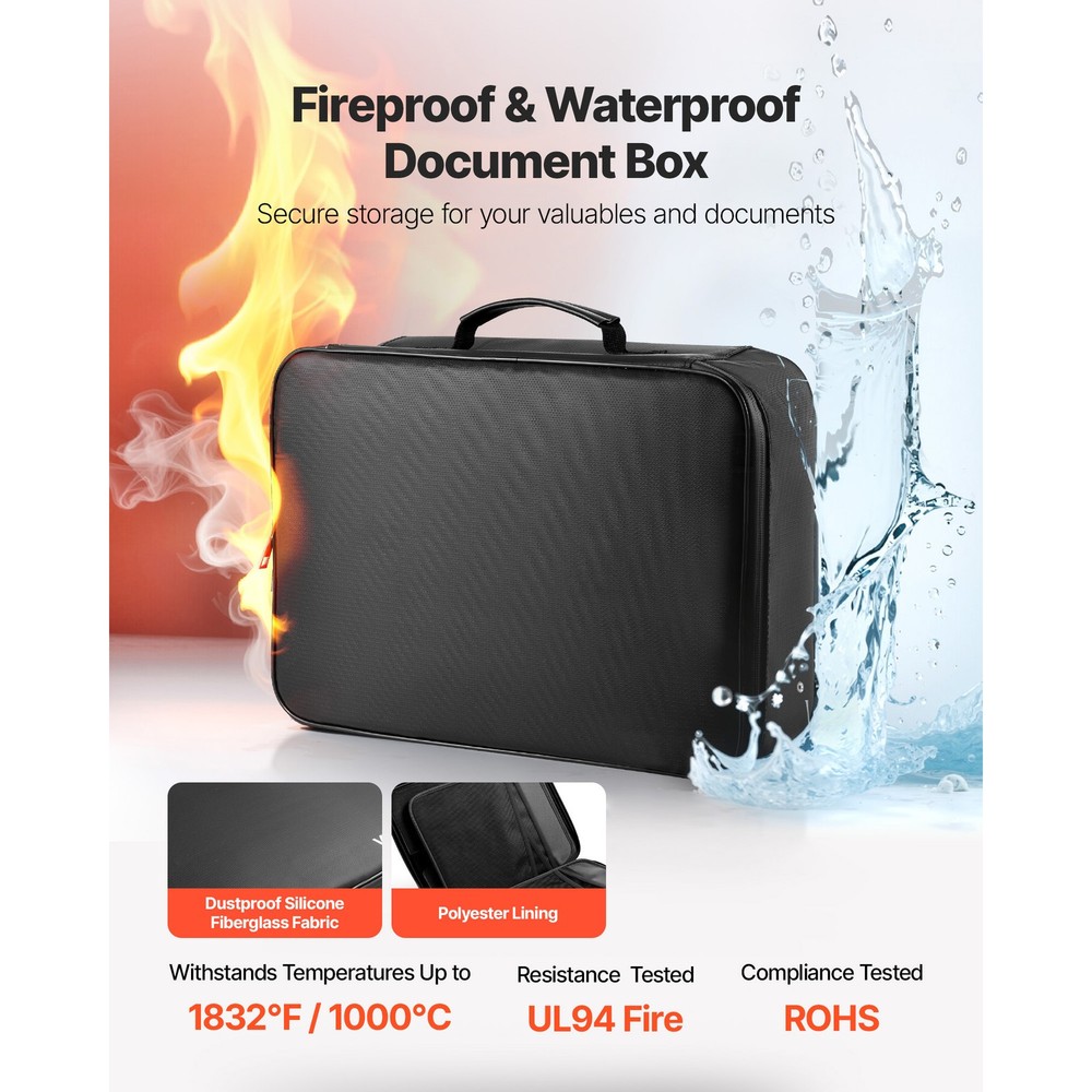 Uimoso Fireproof Document Storage Box 1832℉ Multi-Layer File Organizer with Lock