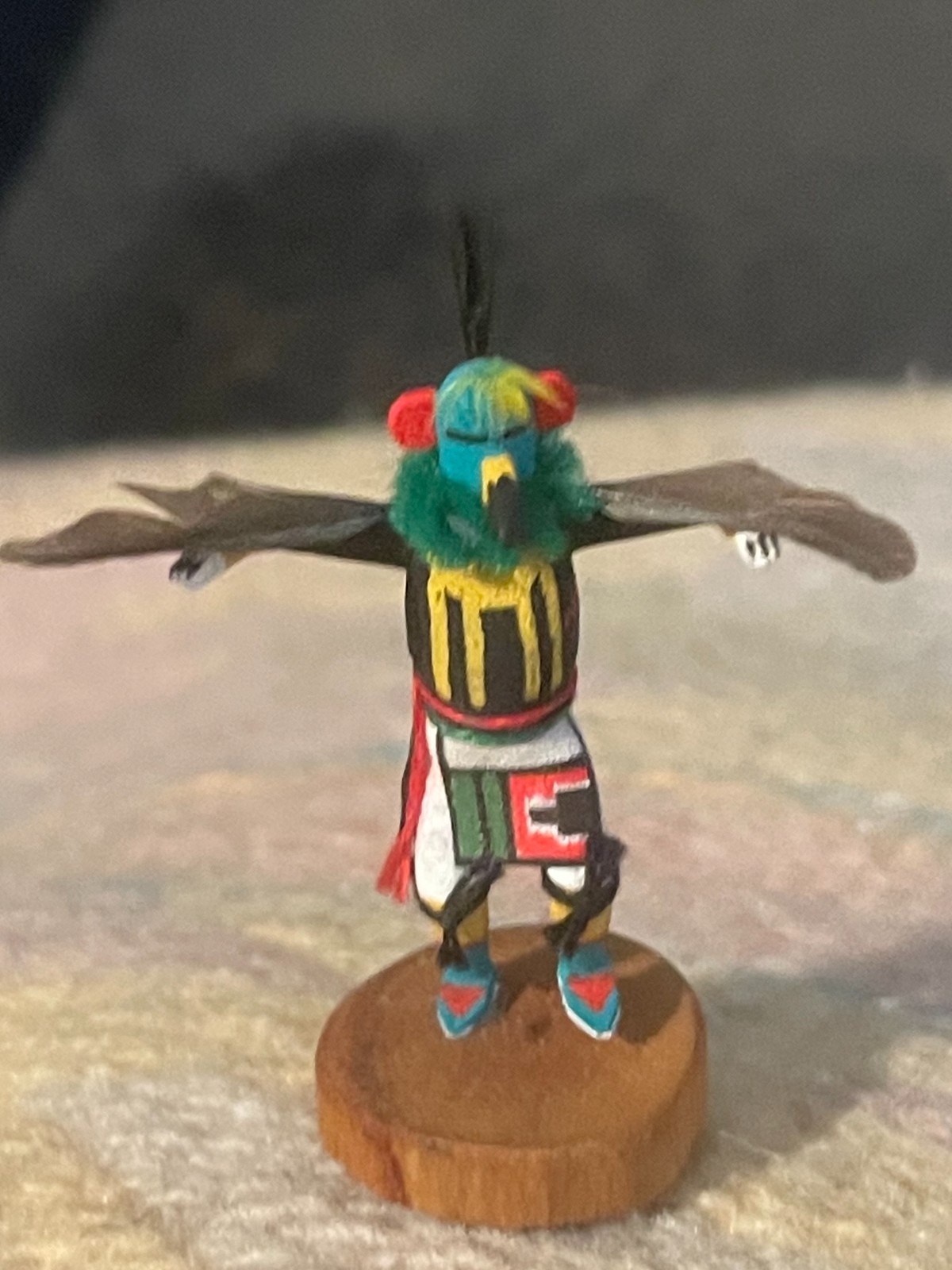 TINY ART-MINIATURE-NATIVE AMERICAN-KACHINA-SIGNED HOPI EAGLE '99-NEW CONDITION