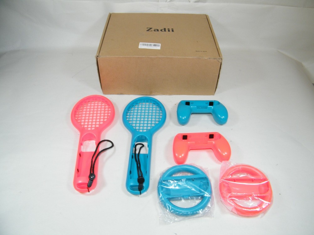 ZADII NINTENDO SWITCH ACCESSORIES BUNDLE RACKET, STEERING WHEEL, ETC