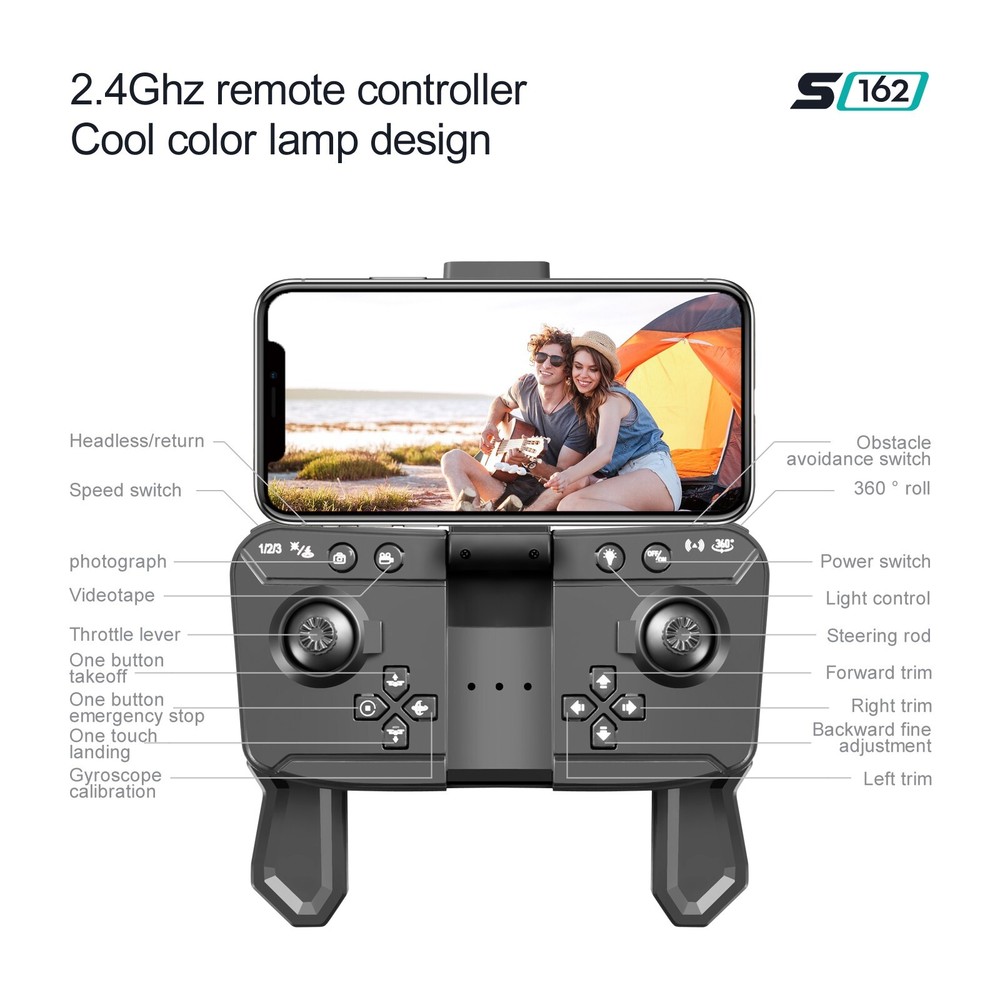 S162 RC Drones Dual Cameras 360° Headless Mode 3pc battery