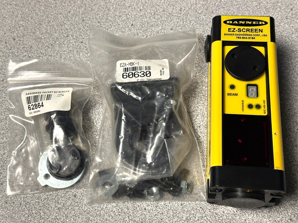 NEW BANNER ENGINEERING SPR1 EZ-SCREEN LIGHT CURTAIN w/ mounting kit + hardware