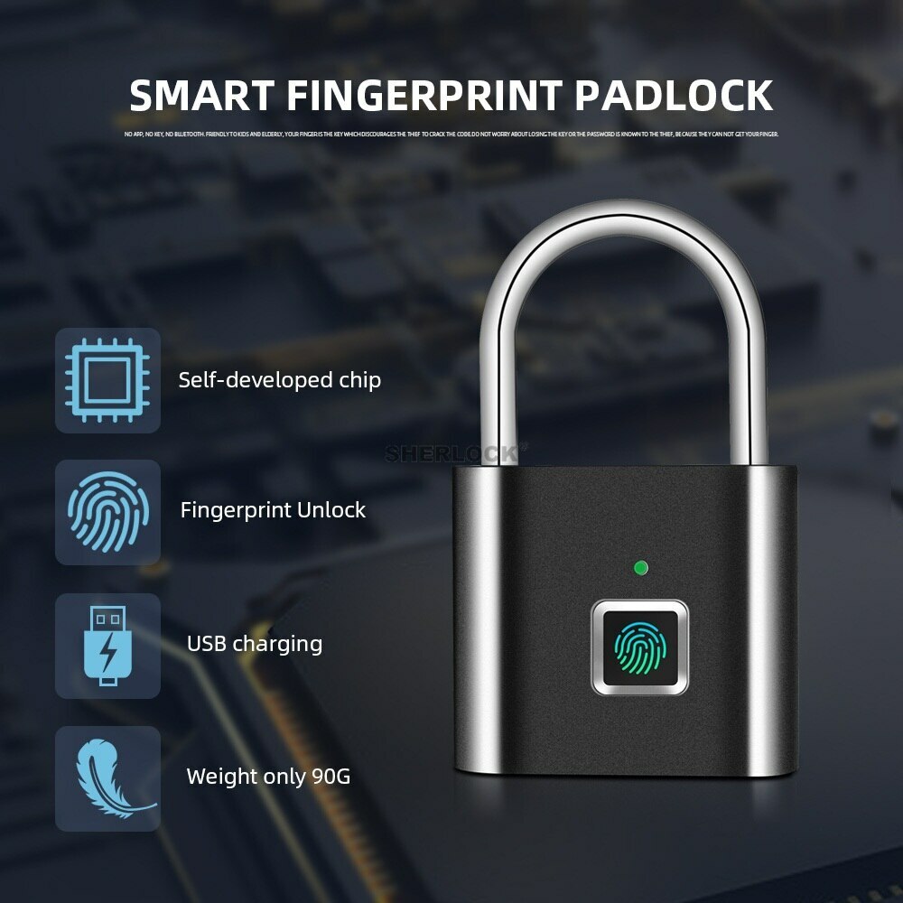 Smart Keyless USB Rechargeable Door Lock Fingerprint Smart PadlocK