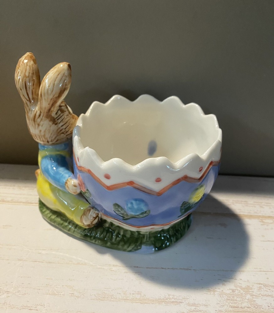 Easter Bunny K’s Collection Ceramic Easter Candy Holder 4"