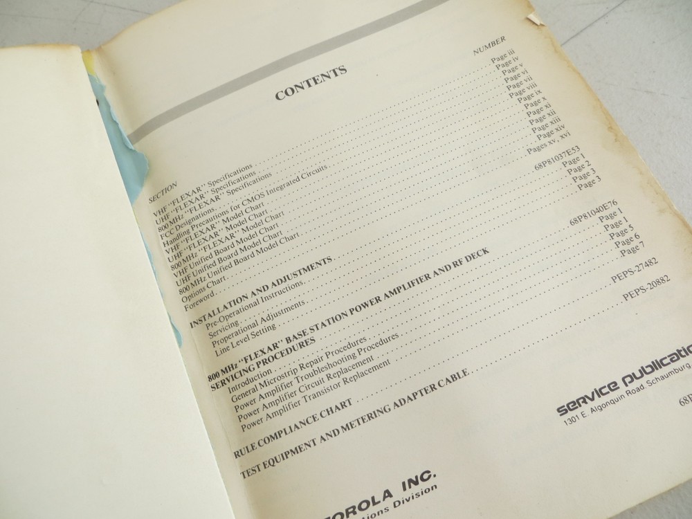 Motorola Flexar Base Station Instruction Manual 1978