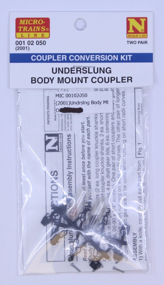 Micro-Trains 00102050 (2001) N Underslung Body Mount Coupler Kit