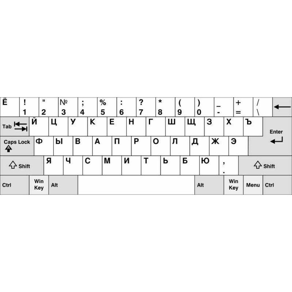 Russian Standard Keyboard Layout Sticker Orange Letters on Black Replacement E