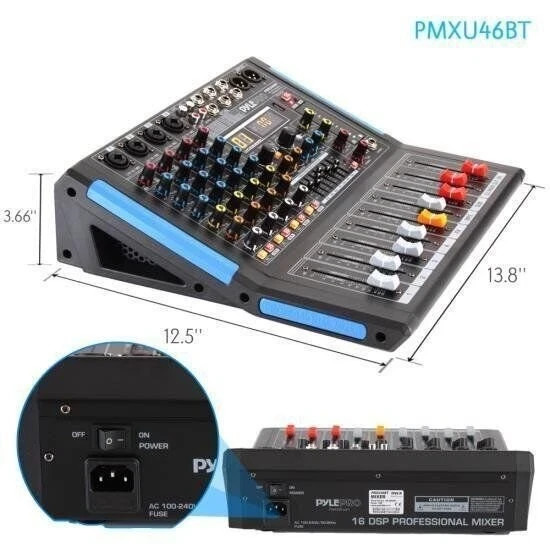 Pyle 4 Ch. Studio DJ Controller Audio Mixer w/Equalizer, MP3/CD Player PMXU46BT