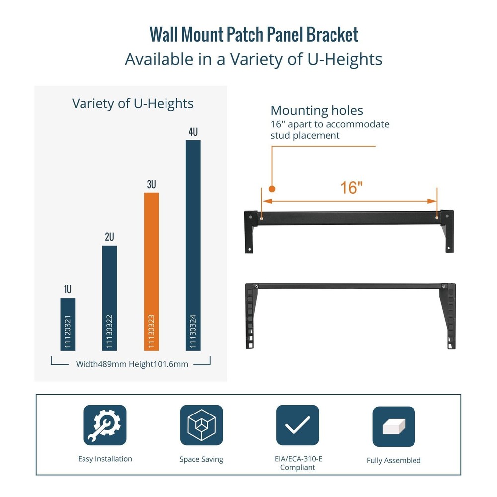 3U Vertical Wall Mount Rack Bracket for 19" Rack Mount Network Server