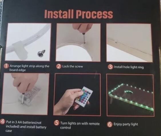 Waybelive LED Cornhole Board Lights - Remote control - 16 Colors