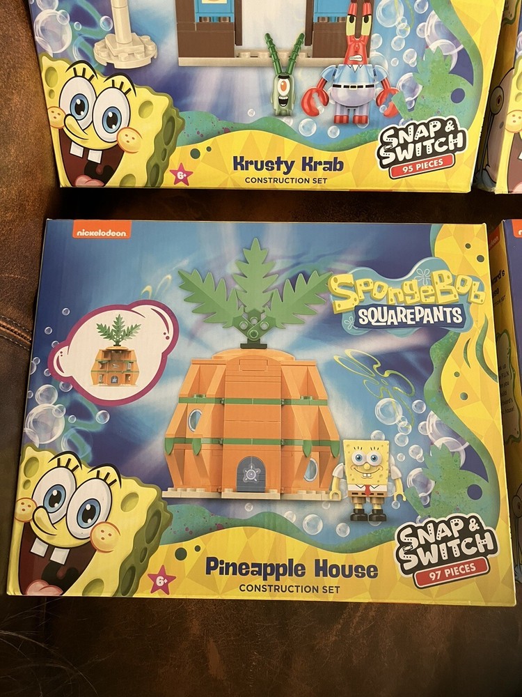 New 4X Sets Of Nickelodeon SpongeBob SquarePants Snap & Switch Construction Sets