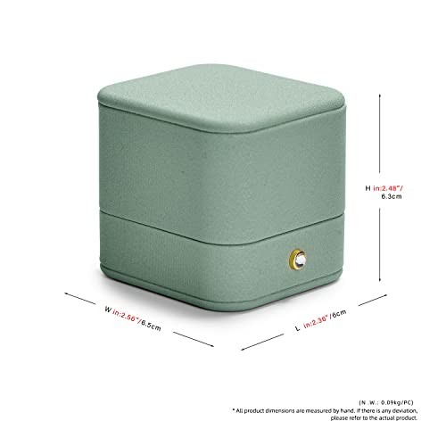 Green Leather Ring Gift Box Jewelry Gift Box Small Ring Case for Ring Box