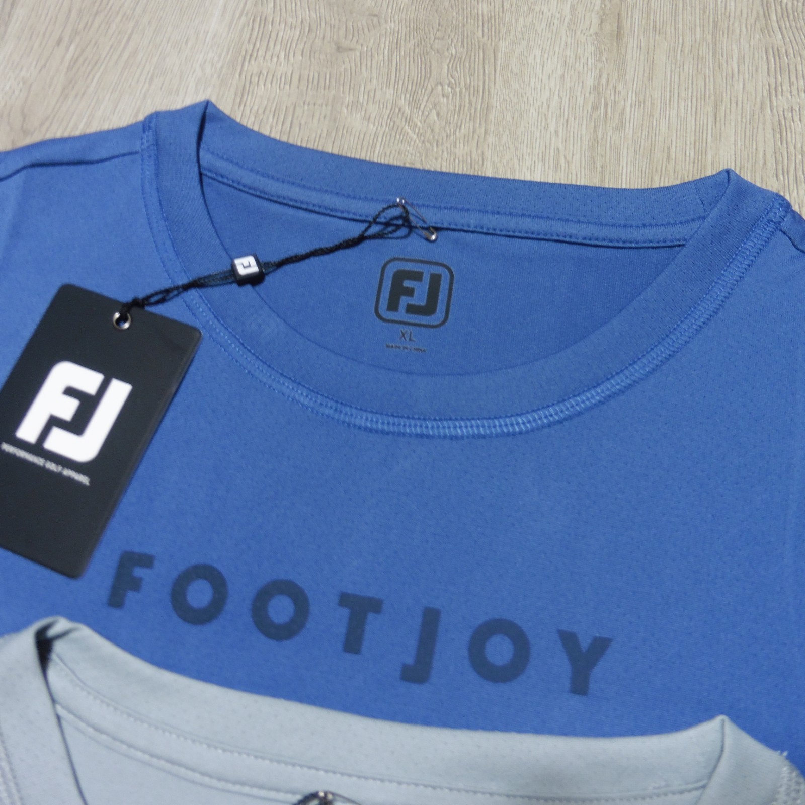 FOOTJOY Mens XL T SHIRT TRAINING WORKOUT GOLF POLYESTER GREY BLUE GREEN