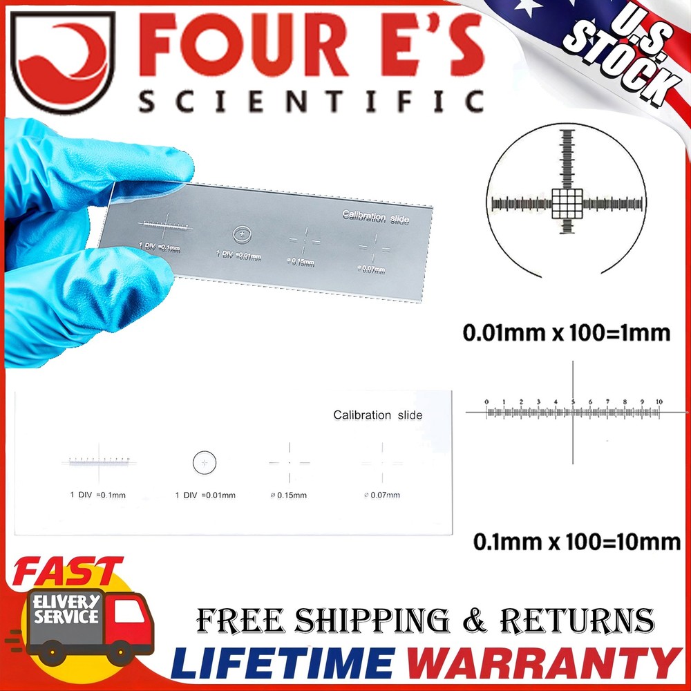 0.01mm Microscope Calibrating Ruler Reticle Calibration Slide Multifunctional US
