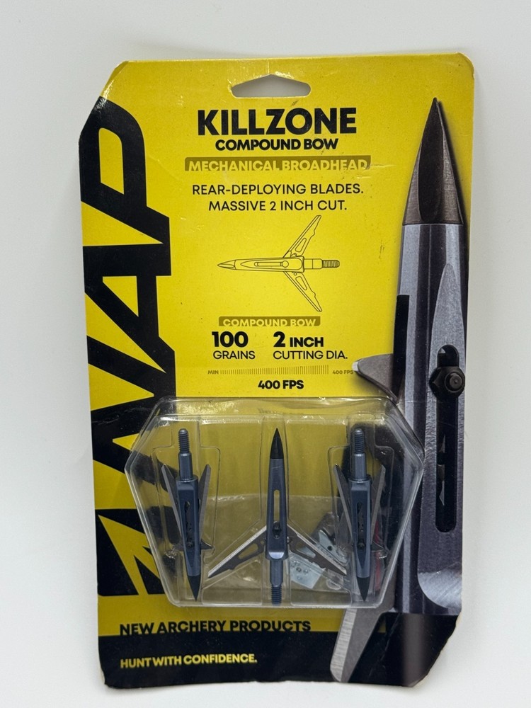 NAP Killzone Mechanical Broadhead 2 Blades 100 Grains 2” Cutting Diameter 3 Pack