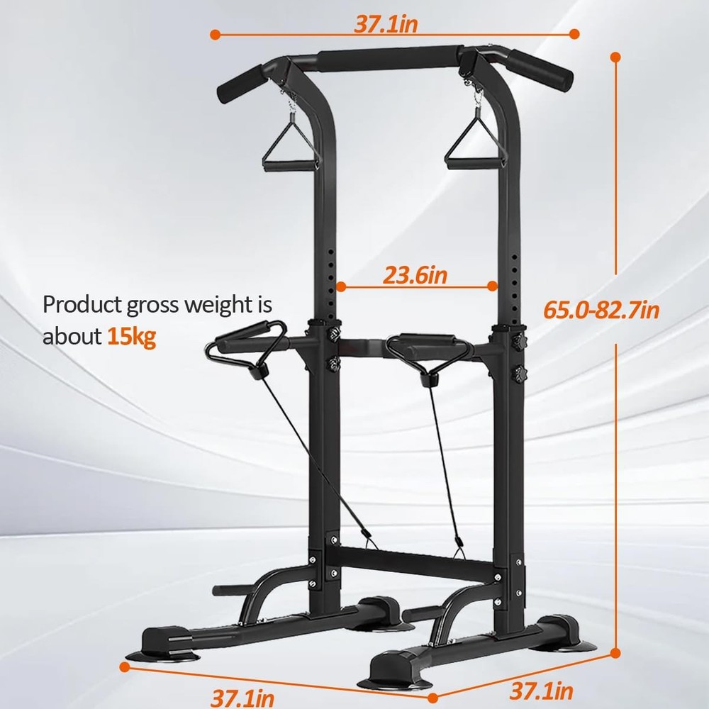 Power Tower Pull Up Dip Station Adjustable Height Multifunctional Home Streng...