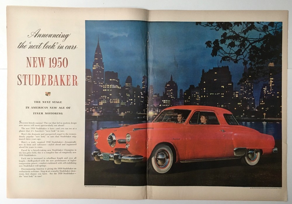 LIFE Sized ad: 1950 STUDEBAKER Commander Starlight Coupe