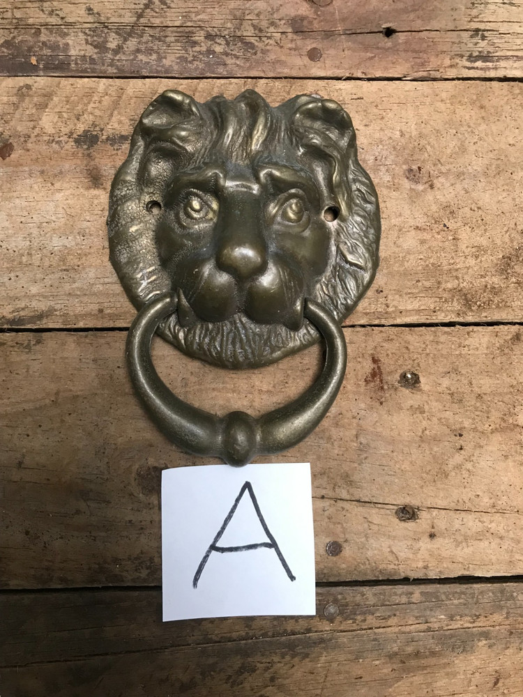 Vintage Brass Lion Head Front Door Knocker Solid Brass  (A)