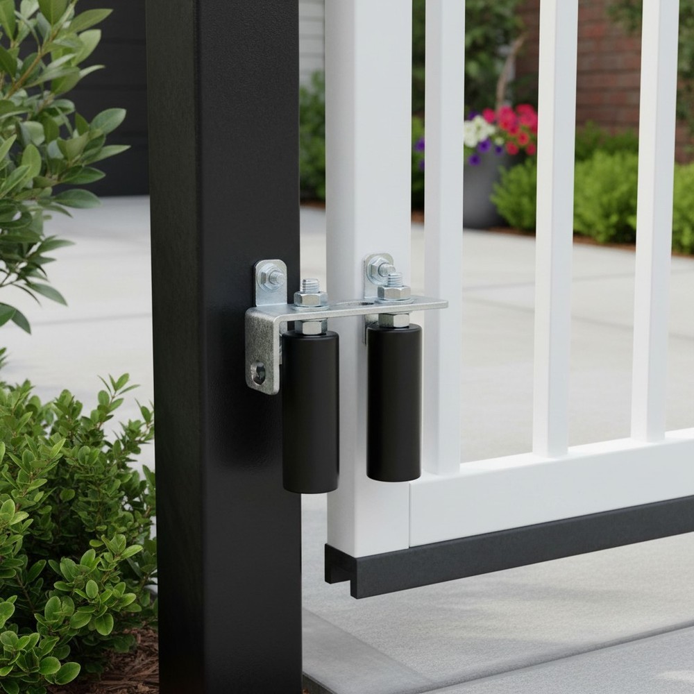 Stainless Steel L Bracket with Nylon Rollers - 4" Adjustable Slide Gate Support