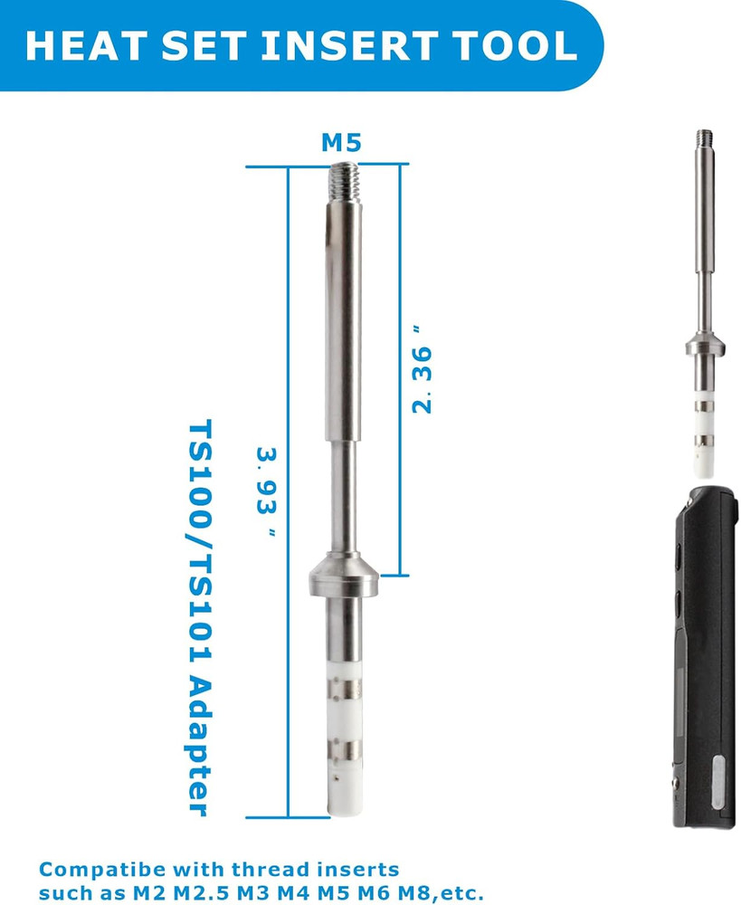 6PCS TS100 Soldering Tips Kit with Threaded Insert Adapter, Compatible with TS10