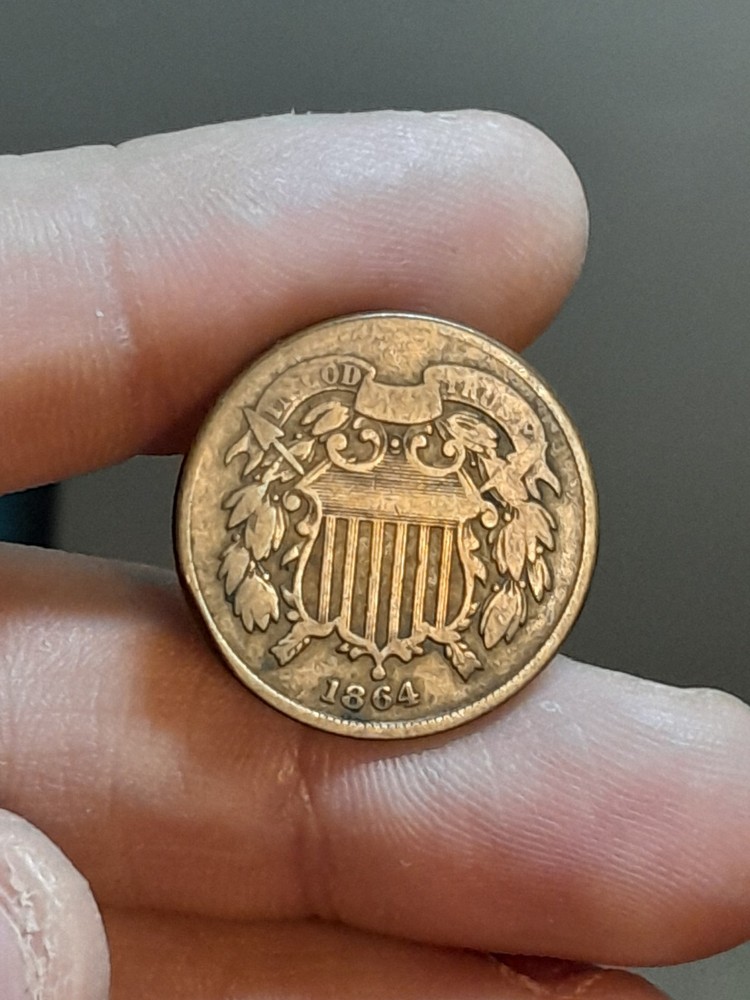 1864 Two Cents Piece Large Motto
