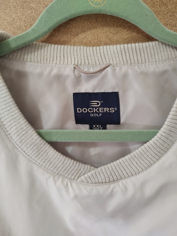Nylon Golf Pullover Wind Breaker Tan & Black Dockers Size XXL