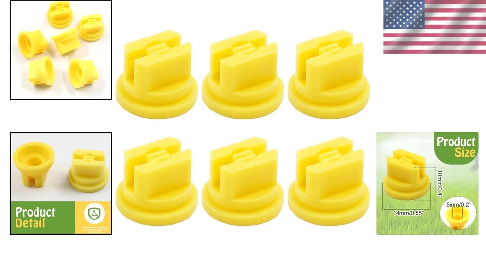 6Pcs Flat Fan Spray Nozzles - 110° Plastic Atomizing Tips for Precision Spraying