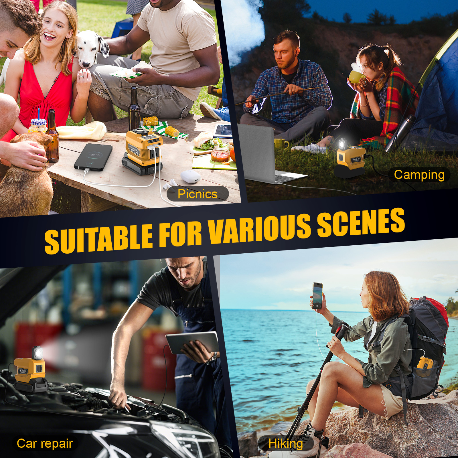 220W Power Inverter Compatible with Dewalt 20V Battery - DC 20V to 110V AC