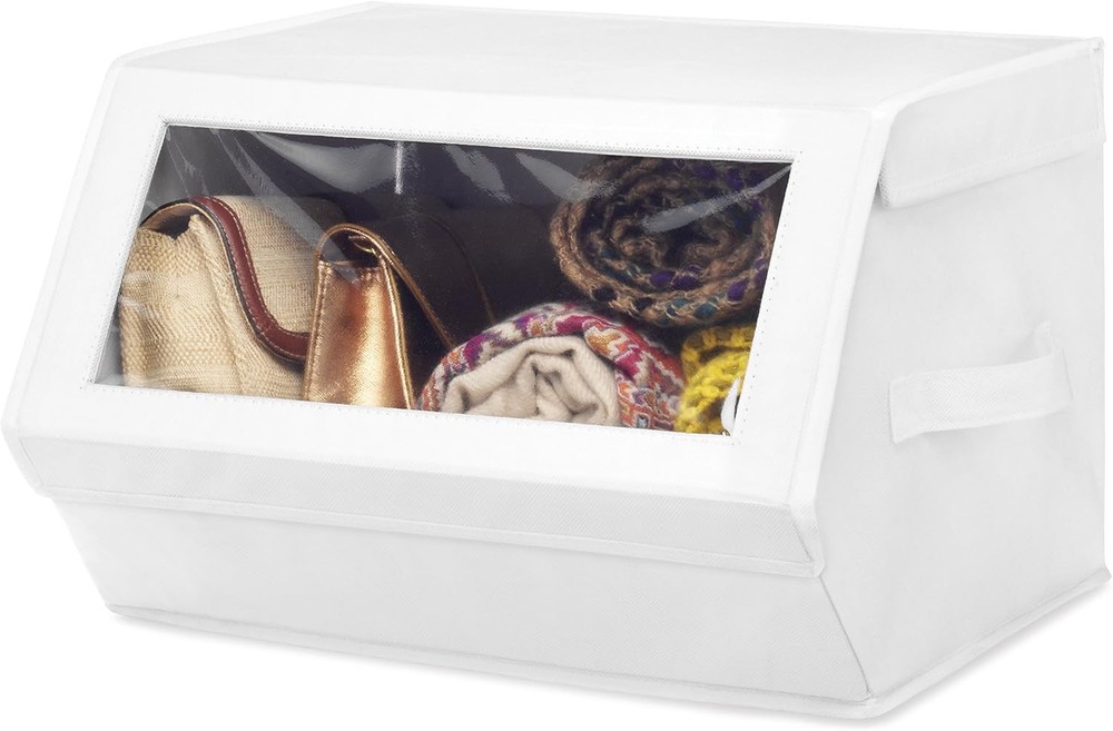 Stackable Window Storage Box White 14 L x 15 W x 10 H