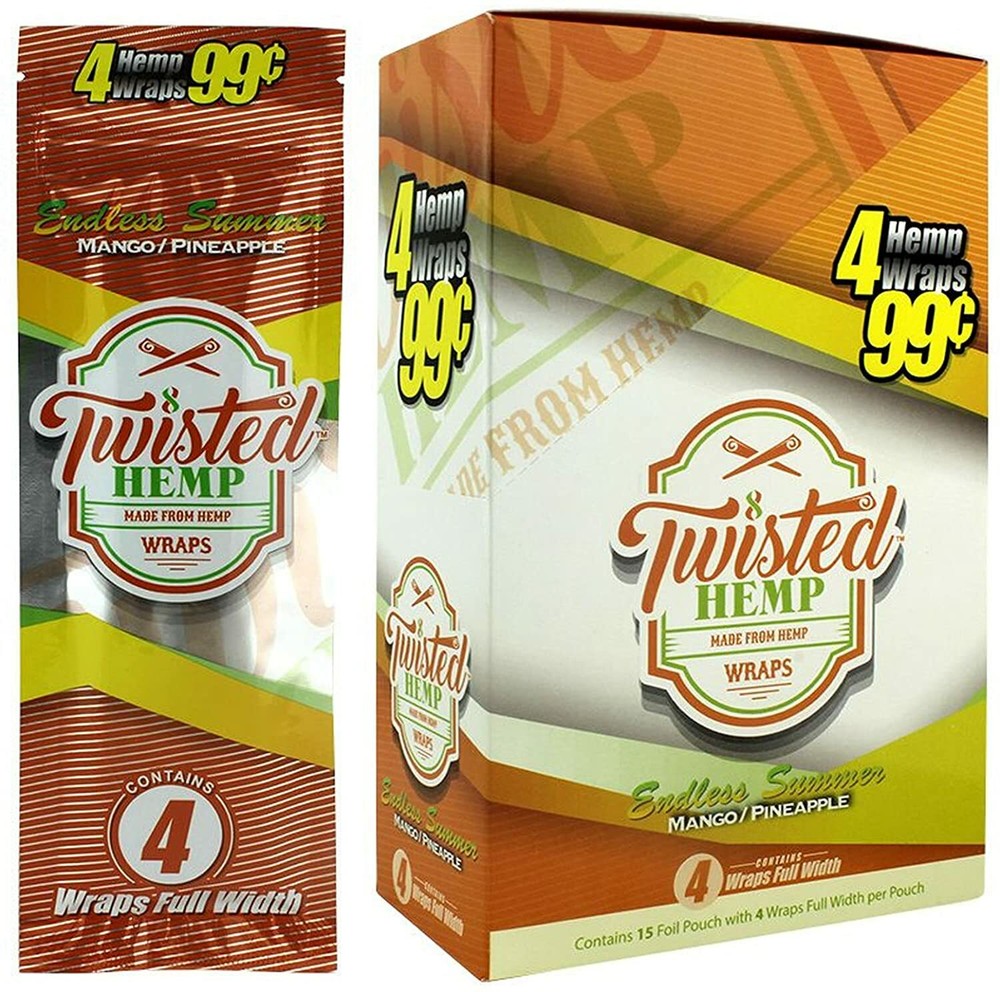 Twisted Hemp 4 Leaf per Pack 15 Count Box 60 Rolling Papers (Endless Summer)