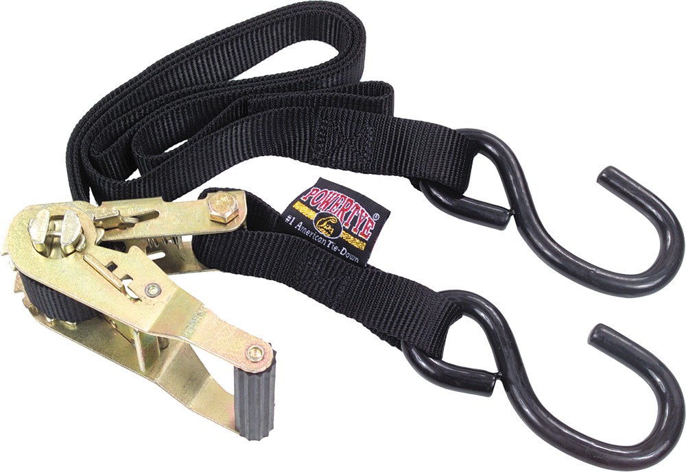 POWERTYE TIE-DOWN RATCHET S-HOOK 1"X12' BLACK EACH