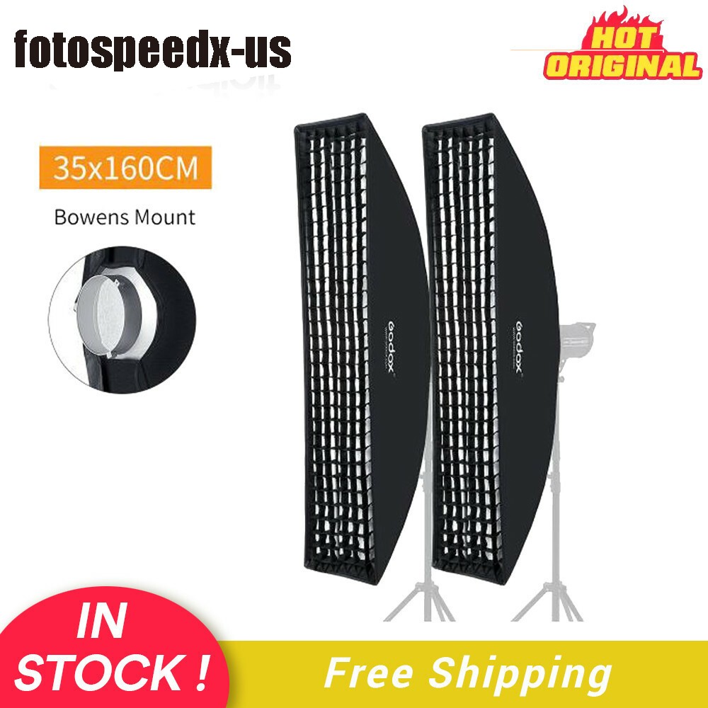 US 2*Godox 35x160cm Honeycomb Grid Softbox Bowens For Studio Strobe Flash Light