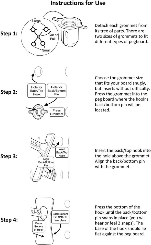 Adjustable Easy Install Pegboard Hooks - 24 Pack, Black