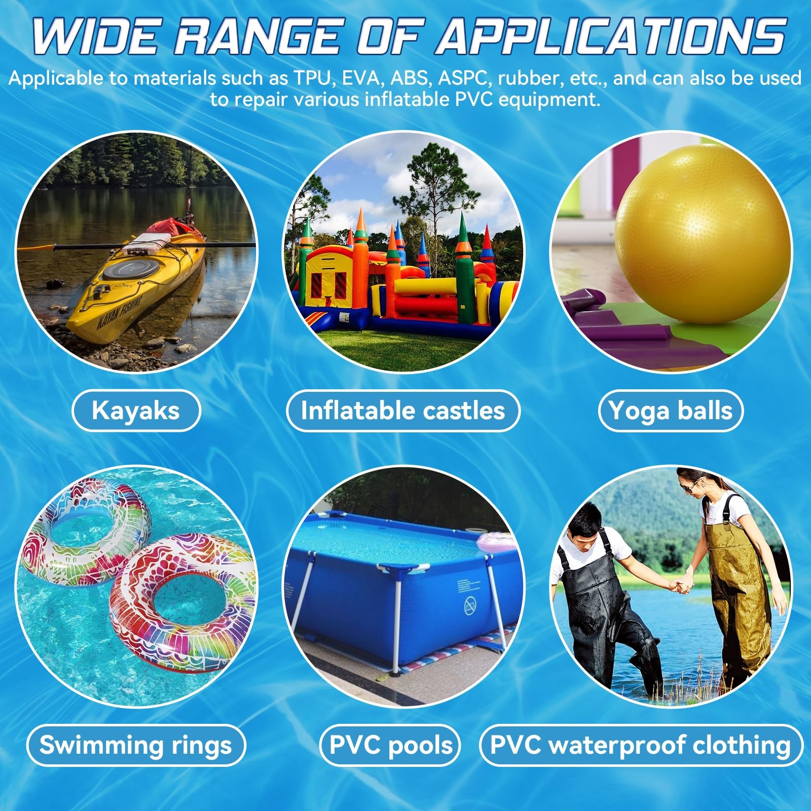 4 in x 7 ft Roll Air Mattress Patch Kit, Underwater Pool Liner Patch Kit for ...