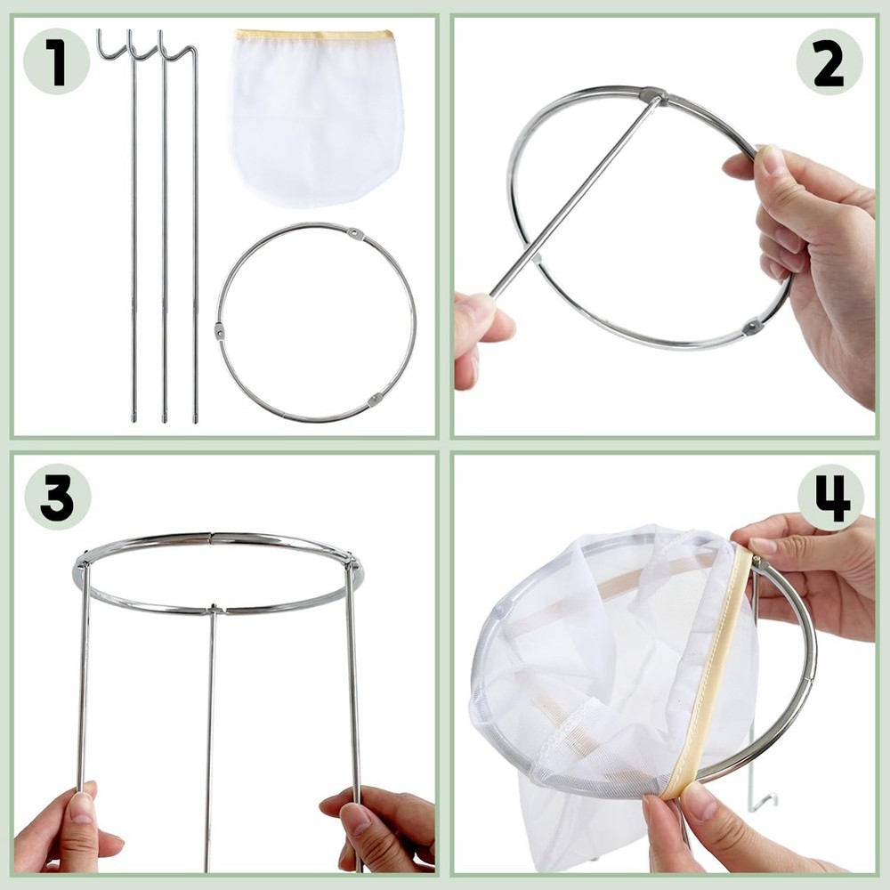 2 Pack Strainer Stand,Strainer Stand with 4 Reusable Staining Bags,Reusable3843