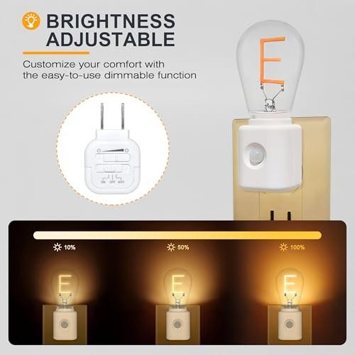 LED Motion Sensor Night Light, Plug-in, Dusk-to-Dawn NightLight- E- 1Pack