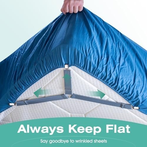 Adjustable Bed Sheet Straps, Fitted Sheet Clips, 4 Pack (Gray)