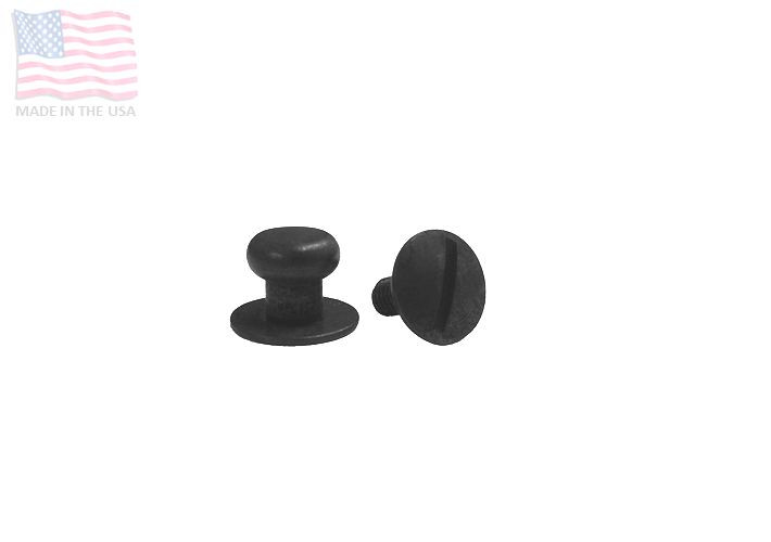 Extra Small 1/4" 6.5mm Screw Back Button Head Stud & Screw, Black, Wrist, 5 SETS